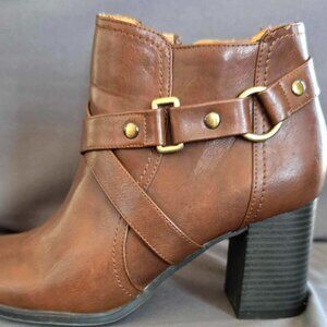 Natural Soul COCO Bronze Hardware Brown Zip Ankle Bots Women's Size 8.5M